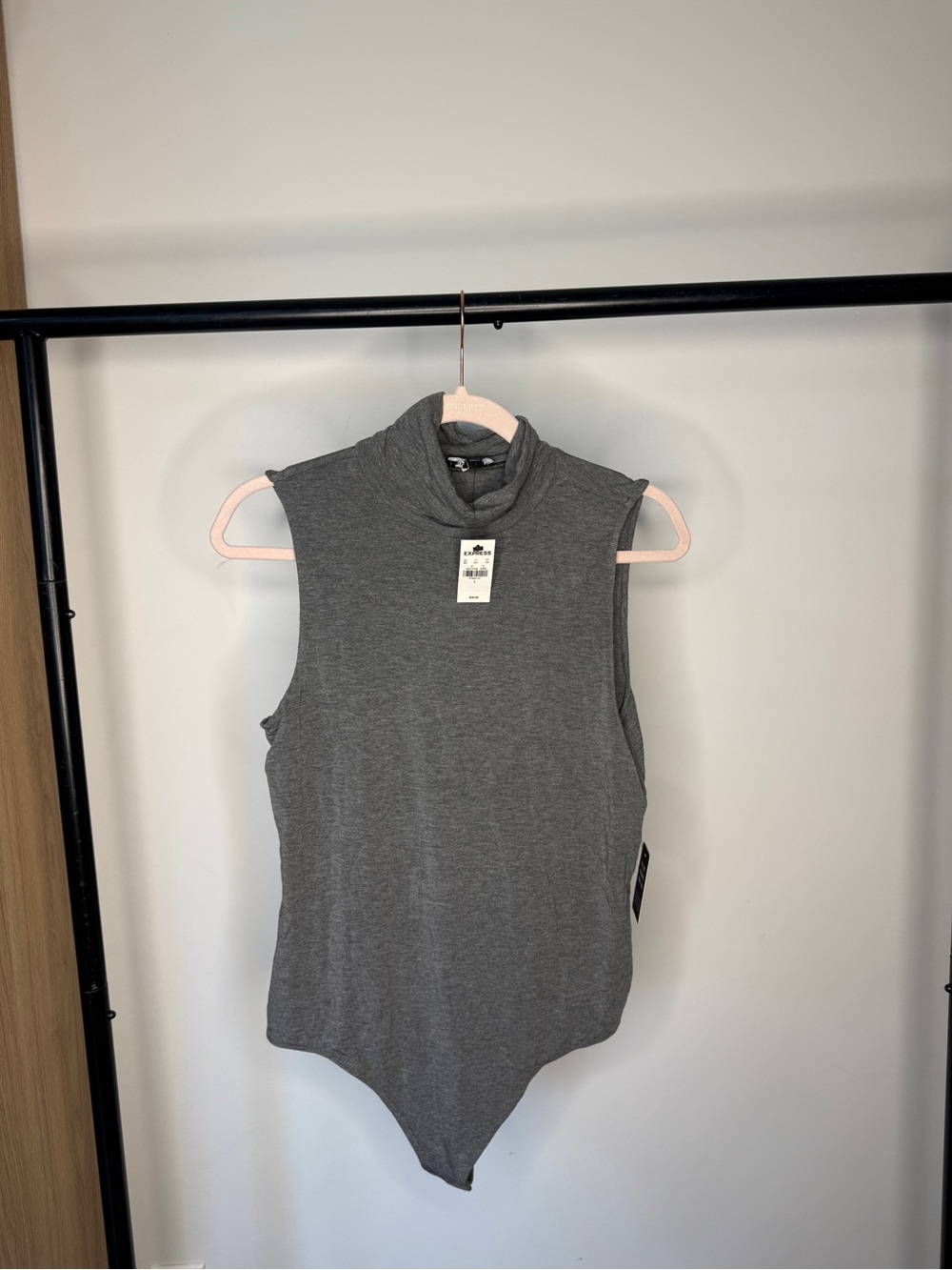 Express Sleeveless Gray Turtleneck Bodysuit - New With Tags